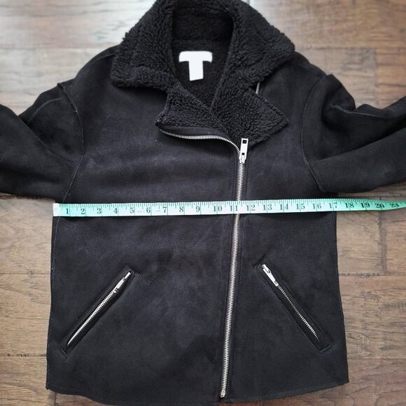 H&M Black Faux Suede Jacket with Sherpa Lining - Picture 5 of 9